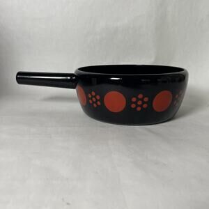 Vintage Swiss Perk Polka Dot Enamel Sauce Pan Red White MCM Kitchen Pot